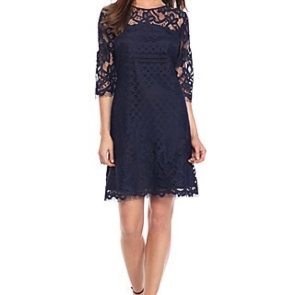 Navy Blue Lace Dress